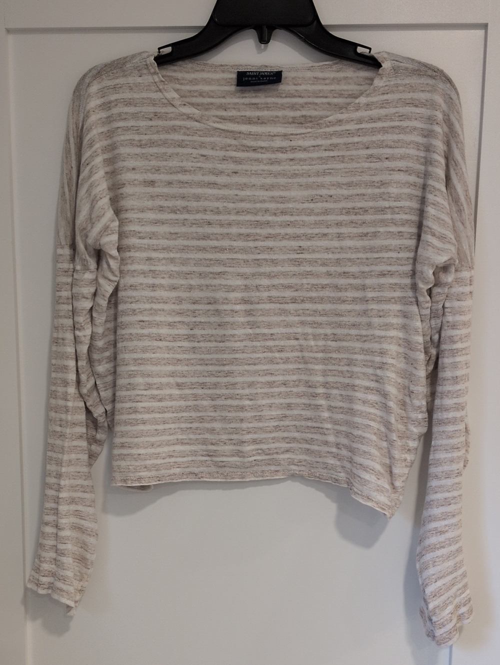 Jenni Kayne Cream and Tan Striped Long-Sleeve Tee